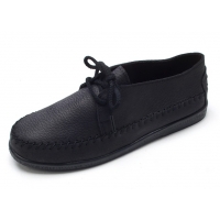 Mens vintage unique stitch lace up black cow leather casual shoes US 5 - 10