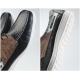 Mens contrast U line stitch comfort black brown cow leather ace up wedge heel casual shoes US 6.5 - 10.5