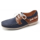 Mens chic contrast stitch navy cow leather lace up boat casual shoes US 6.5 - 10.5