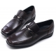 Mens square toe horse curb bit brown cow leather loafers dress shoes US 6.5 - 10.5