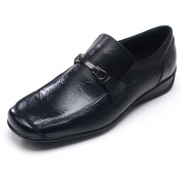 Mens celebrity look square toe horse curb bit comfort black cow leather loafers US 6.5 - 10.5