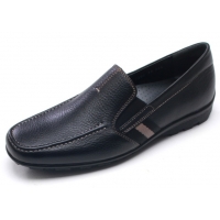 Mens u line stitch square toe comfort black cow leather loafers US 6.5 - 10.5