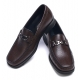 Mens square toe horse curb bit U line stitch brown cow leather loafers high heel dress shoes US 5.5 6 6.5 - 10.5