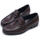 Mens chic horse curb bit decoration U line stitch brown cow leather loafers US 5.5 6 6.5 - 10.5