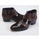 Mens chic two tone brown cow leather band side zip high heel ankle boots US 5.5-10.5