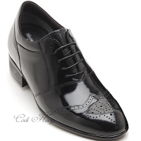 Men 3.15" UP black real Leather increase height Lace up Shoes made in KOREA US 5.5 - 10