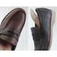 Mens U line embossing contrast stitch increase height hidden insole penny loafers elevator shoes
