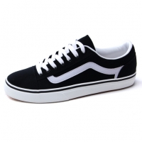 Mens chic black & white straight tip eyelet lace up fashion sneakers