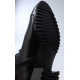 Mens pointed toe straight tip cow leather eyelet lace up side zip low heels combat ankle shoes Black