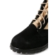 Mens two tone suede fabric eyelet lace up ankle combat ankle boots black