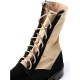 Mens two tone suede fabric eyelet lace up ankle combat ankle boots black