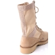 Mens two tone suede fabric eyelet lace up ankle combat ankle boots beige