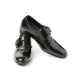 Mens 2.6" UP cow Leather increase height monk front buckle Shoes  black made in KOREA US 5.5 - 10