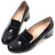 chic beautiful glossy comfortable bold 2 inch heels ladies designer loafers black shoes for women﻿