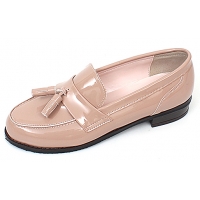 Womens pink glossy tassel loafers comfortable fashion low heel ladies shoes