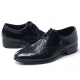 Mens chic round toe wing tip punching mesh detail classic black real leather﻿ lace up oxford comfortable dress shoes