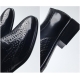 Mens chic round toe wing tip punching mesh detail classic black real leather﻿ lace up oxford comfortable dress shoes