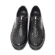 Mens chic round toe U-line stitch summer mesh detail black real leather﻿ lace up oxford comfortable dress shoes