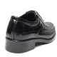 Mens chic round toe U-line stitch summer mesh detail black real leather﻿ lace up oxford comfortable dress shoes