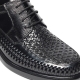 Mens chic round toe U-line stitch summer mesh detail black real leather﻿ lace up oxford comfortable dress shoes