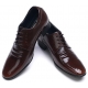 Mens round toe wrinkle punching detail lace up brown cow leather increase height elevator hidden insole dress shoes US5.5-US10