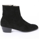 Mens chic black real suede ankle boots high heels side zip hand made korea comfortable shoes