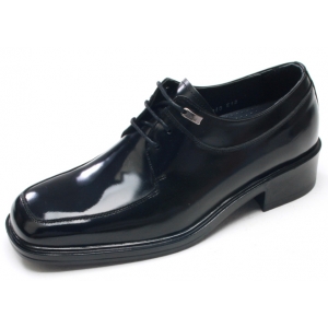 Mens black leather elevator dress shoes