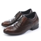 Mens brown leather raise round toe wing tip punching lace up high heels increase height elevator shoes US5.5-10 made in Korea