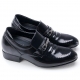 Mens black leather punching wrinkle horse bit decoration loafers increase height elevator shoes US5.5-10 made in Korea
