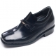 Mens black leather wide square toe horse bit decoration loafers increase height elevator shoes