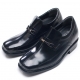 Mens black leather wide square toe hore bit decoration loafers increase height elevator shoes