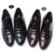 Mens black leather flat round toe punching stitch wrinkle lace up classic dress shoes