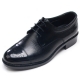 Mens straight tip punching stitch round toe black cow leather lace up dress shoes made in KOREA US 5.5 - 10.5