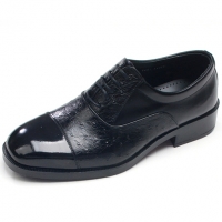Mens straight tip round toe two tone animal pattern black cow leather lace up dress shoes made in KOREA US 5.5 - 10.5