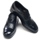 Mens straight tip round toe two tone animal pattern black cow leather lace up dress shoes made in KOREA US 5.5 - 10.5