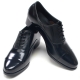 Mens straight tip unique front round toe black cow leather lace up dress shoes made in KOREA US 5 - 10