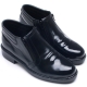 Mens round toe thick sole wrinkle double zip black leather padding entrance ankle boots made in KOREA US 5.5 - 10.5