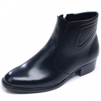 Mens round toe side zip black leather padding entrance chic ankle boots made in KOREA US 5.5 - 10.5