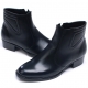 Mens round toe side zip black leather padding entrance chic ankle boots made in KOREA US 5.5 - 10.5