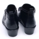 Mens chic black leather square toe high heels side zip double buckle ankle boots US6.5-10.5 made in Korea