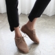 Women's lovely round toe black suede inner fur lace ups shoes