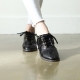 Womens chic straight tip low heels oxfords black