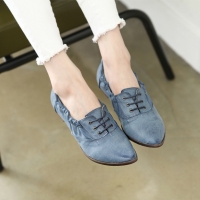 Womens vintage raise pointed toe flat oxfords blue