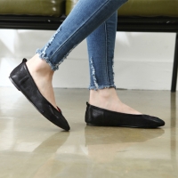 Womens chic round toe flat shoes black