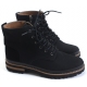 Mens round toe side zip eyelet lace up black synthetic suede combat rubber sole ankle boots