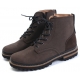 Mens round toe side zip eyelet lace up brown synthetic suede combat rubber sole ankle boots