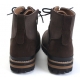 Mens round toe side zip eyelet lace up brown synthetic suede combat rubber sole ankle boots