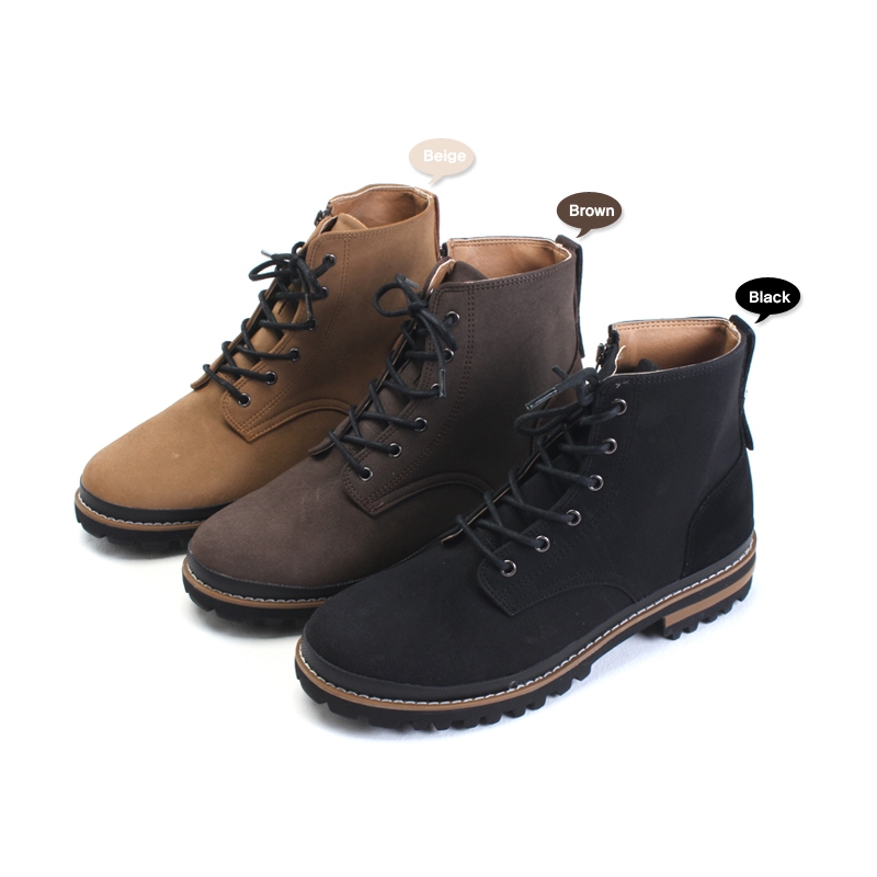 Mens chic contrast stitch combat sole ankle boots﻿