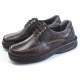 Mens brown square toe contrast stitch eyelet lace up closure two color Leather urethane sole clunky shoes
