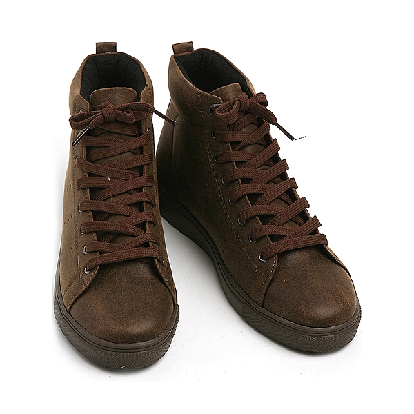 Brown Leather High Top Sneakers Mens